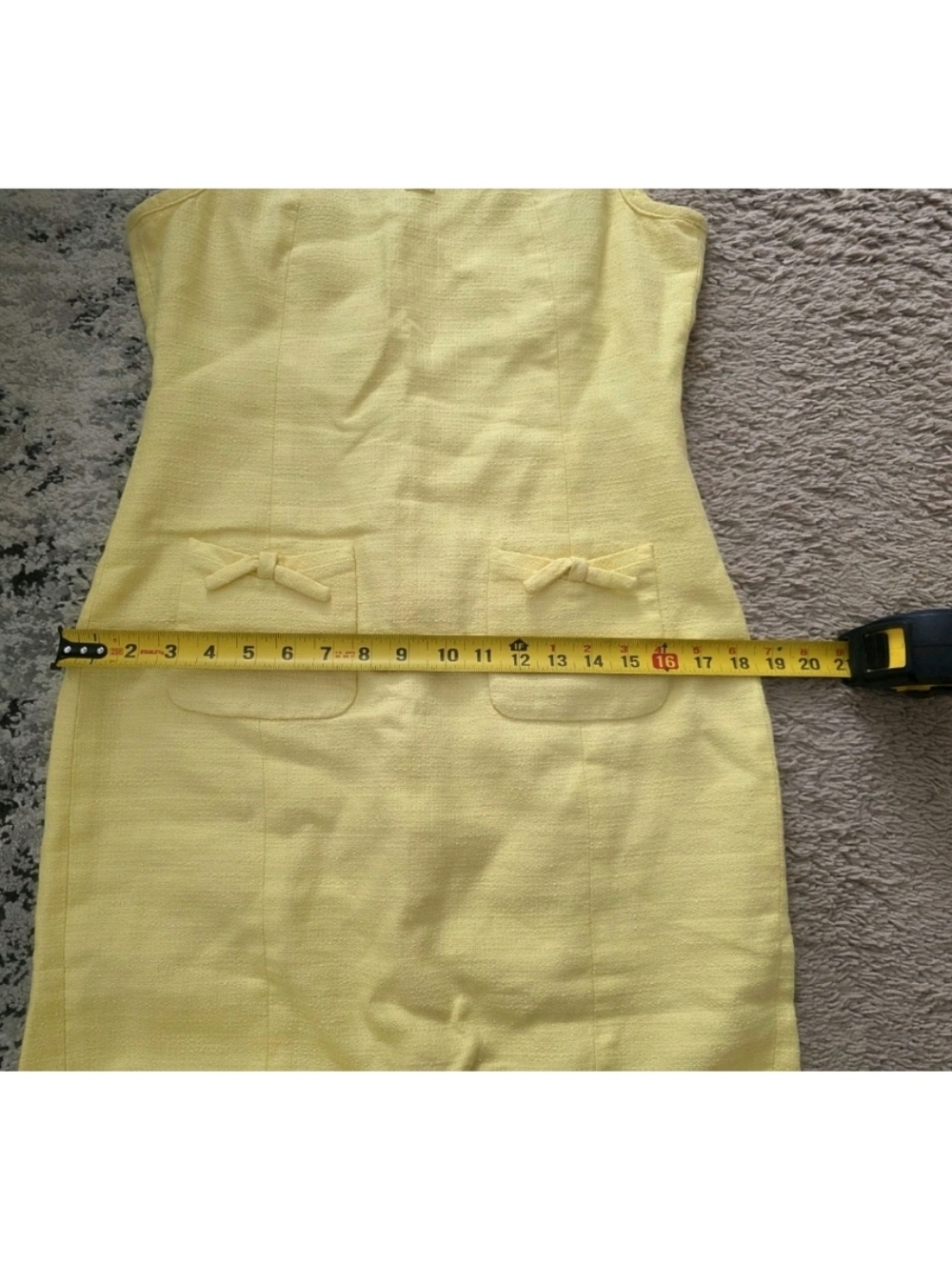 Talbots Yellow Linen Cotton Blend Sheath Dress Bows Sweetheart Size 6 Petite - Picture 5 of 8